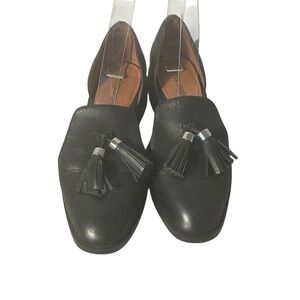Jeffrey Campbell Open Case Black Leather Tassel Slip On Loafer Oxford Sz 7